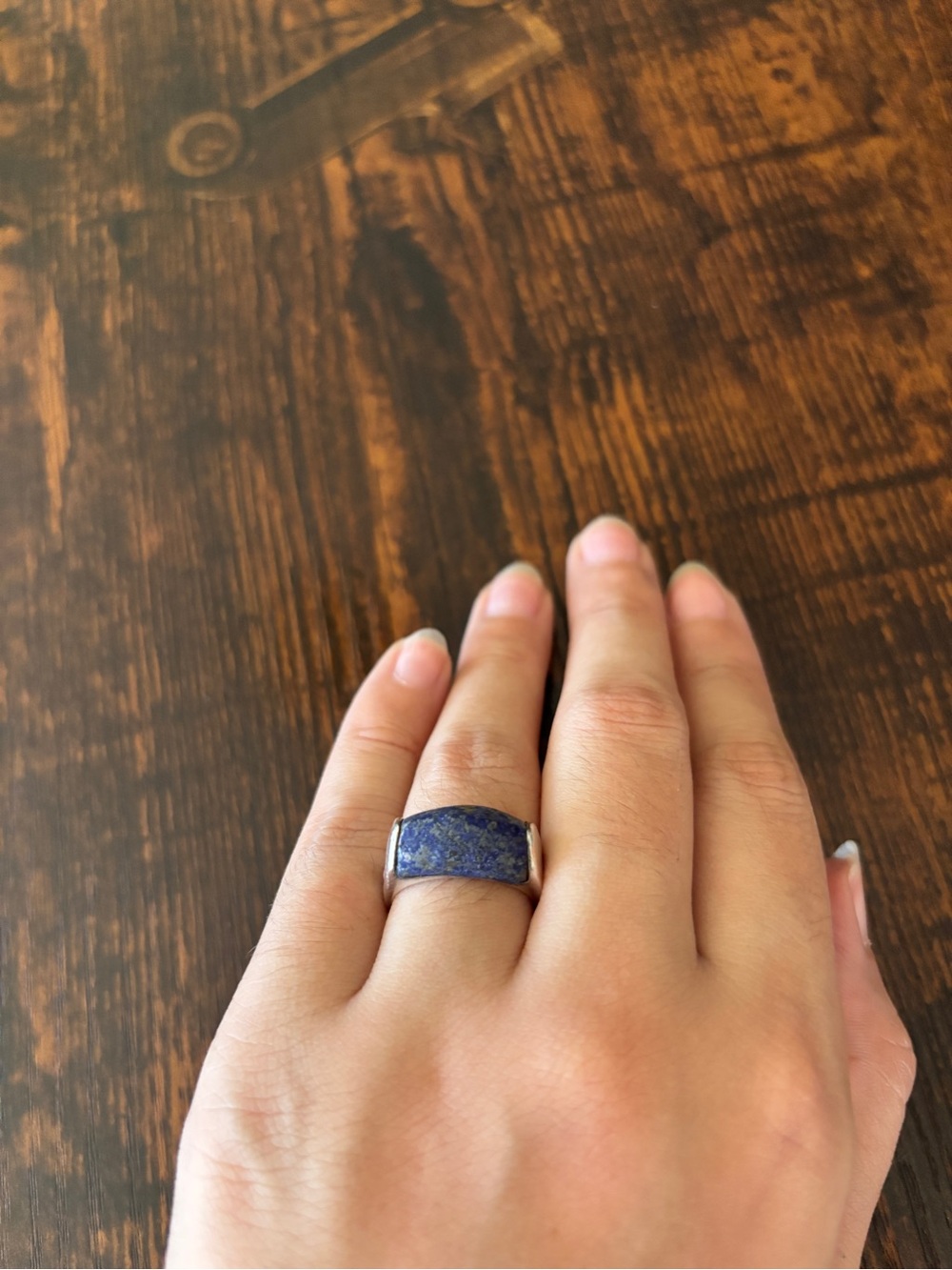 Lapis-Inlay Wide Band Ring - Blue